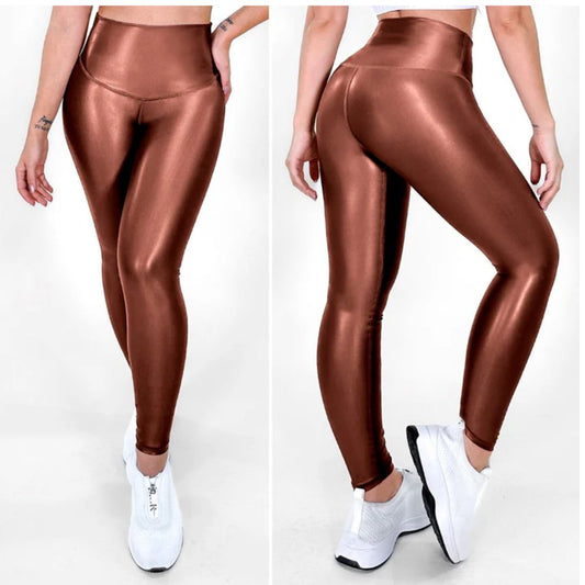 Café Ocre - Efecto Cuero | Leggins tela 100% Colombiana - tqmleggins